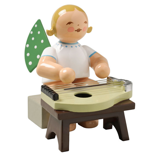 WENDT & KÜHN Blonde Angel Zither Figurine Sitting – Christmas ornament
