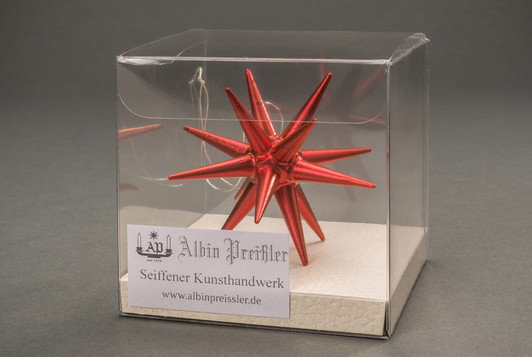 Poinsettia Wood Pointy Stars German Ornaments 7cm - Sold Individually – Christmas ornament by Albin Preissler