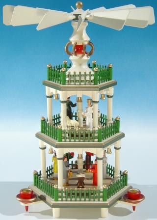Christmas German Pyramid Historic Colors Carousel 3 Level – Christmas pyramid by Volker & Heiko Flath