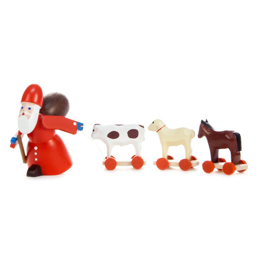Santa with Animals | Small Wooden German Set – Christmas ornament by Volker & Heiko Flath