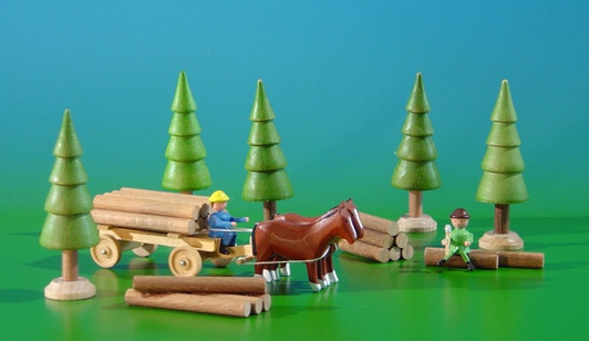Wooden German Logger Village Figurine Set – Christmas ornament by Volker & Heiko Flath