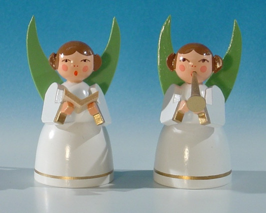 German Painted White Angel Figurine Set – Christmas ornament by Volker & Heiko Flath