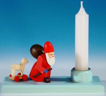 Painted Santa Pulling Cart Candleholder – wooden candleholder by Volker & Heiko Flath