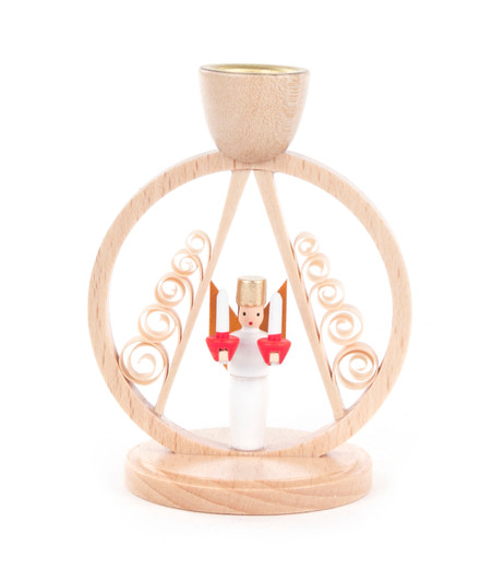 Angel Under Shaved Tree Candleholder – wooden candleholder by Volker & Heiko Flath