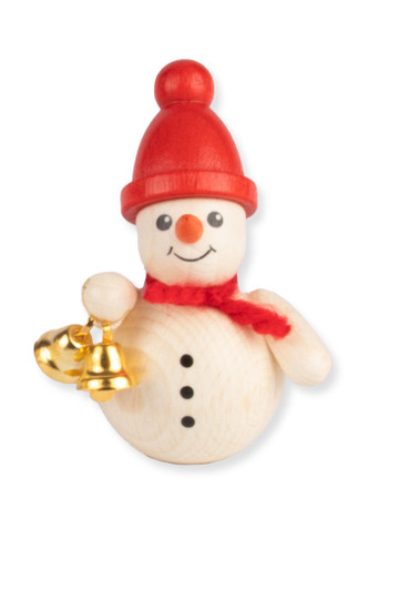 Small Snowmen with Bells Figurines | 2 Inches Tall – Christmas ornament by Holzwaren Egermann
