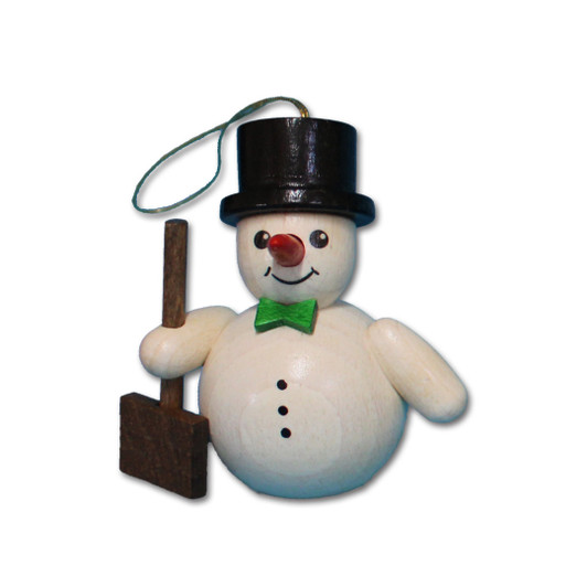 Snowman and Shovel Ornament | 2 Inches Tall – Christmas ornament by Holzwaren Egermann