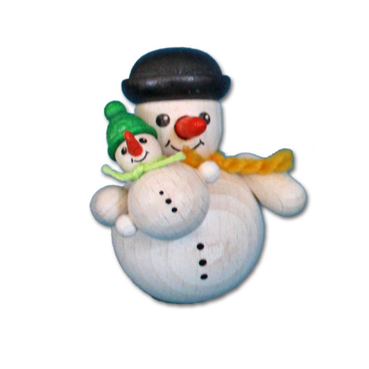 Snowman and Child Figurine - 2 Inches Tall – Christmas ornament by Holzwaren Egermann