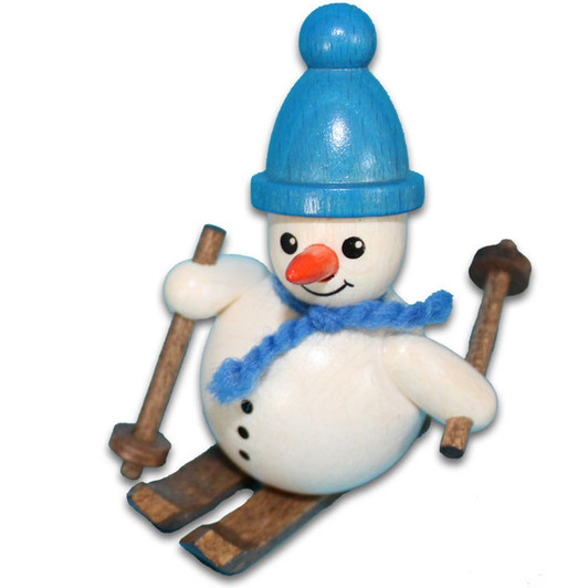 Snowman on Skis Figurine | 2 Inches – Christmas ornament by Holzwaren Egermann