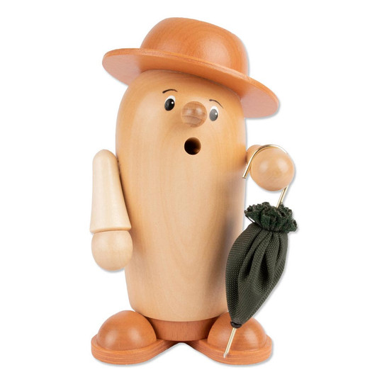 Rudi the Incense Burner - Holding Umbrella in Natural and Brown – German Christmas smoker by Holzwaren Egermann