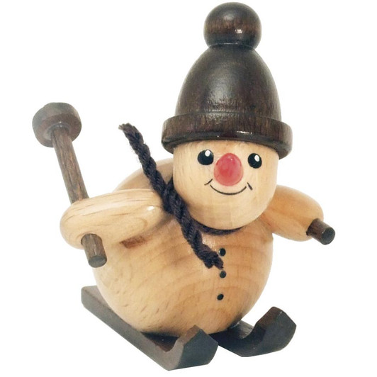 Skiing Snowman Figurine | 2 Inches Tall – Christmas ornament by Holzwaren Egermann