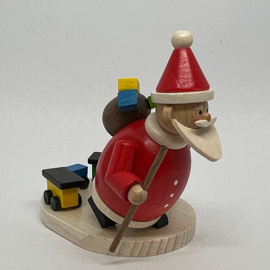Santa pulling Train Small Figurine – Christmas ornament by Holzwaren Egermann