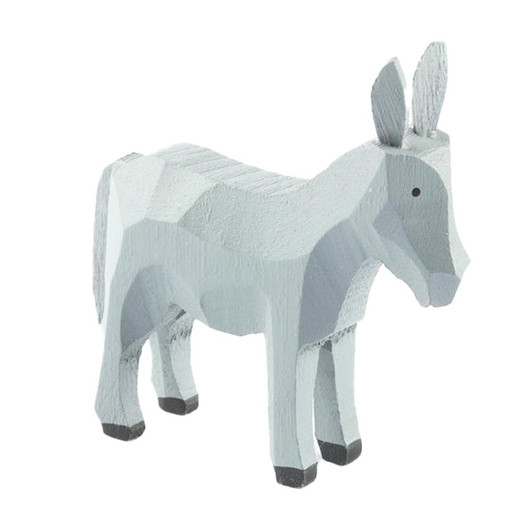 Grey Wood Donkey Hand Carved German Figurine – Christmas ornament by Holzwaren Egermann