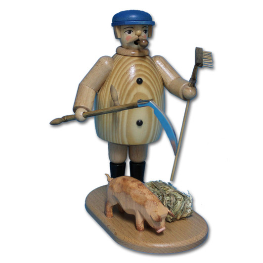 Farmer and his Pig Incense Burner – German Christmas smoker by Holzwaren Egermann