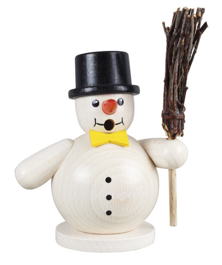 Snowman with Broom Incense Smoker – German Christmas smoker by Holzwaren Egermann