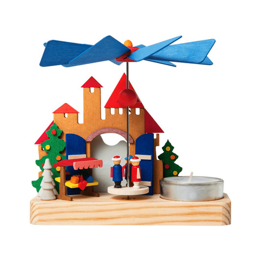 Christmas Market Children Small Tealight Pyramid – Christmas pyramid by Graupner Holzminiaturen