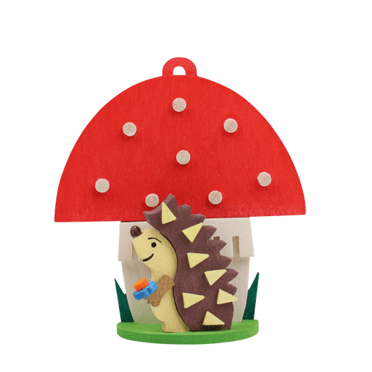Hedgehog and Mushroom Ornament – Christmas ornament by Graupner Holzminiaturen