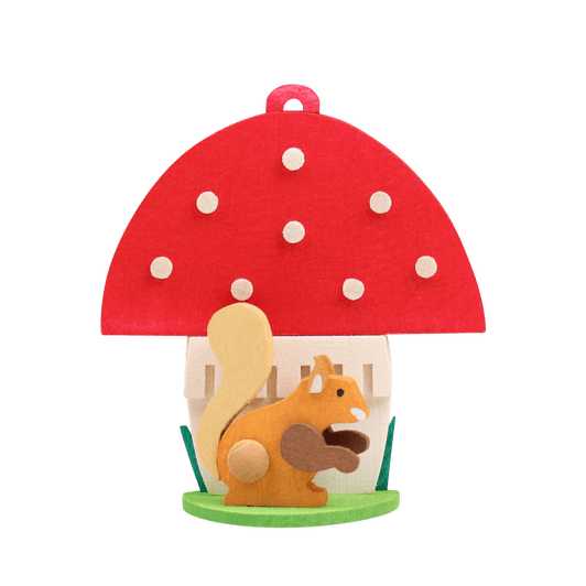 Squirrel and Mushroom Ornament – Christmas ornament by Graupner Holzminiaturen
