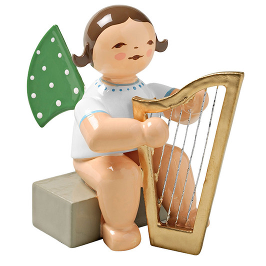 WENDT & KÜHN Sitting Angel Harp Figurine – Christmas ornament