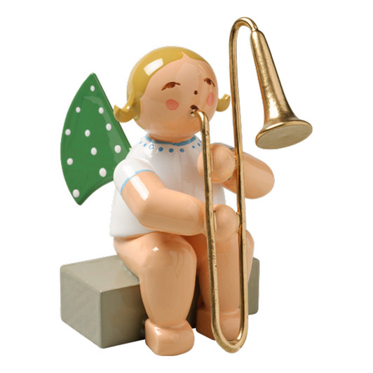 WENDT & KÜHN Sitting Angel Trombone Figurine – Christmas ornament