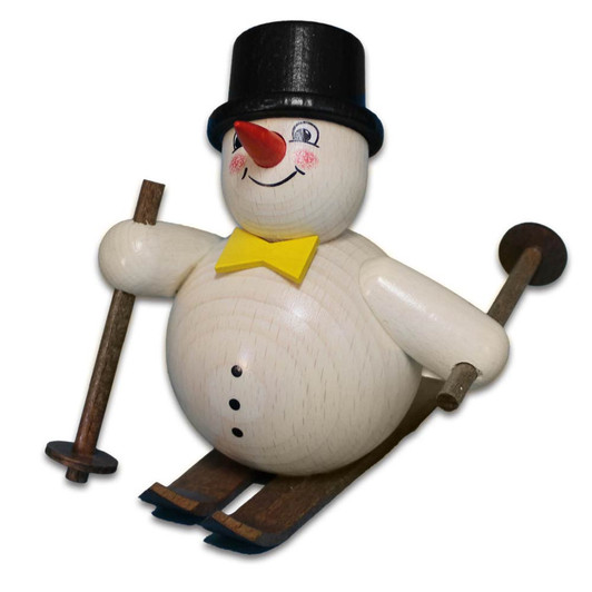 Skiing Snowman Wooden Figurine – Christmas ornament by Holzwaren Egermann