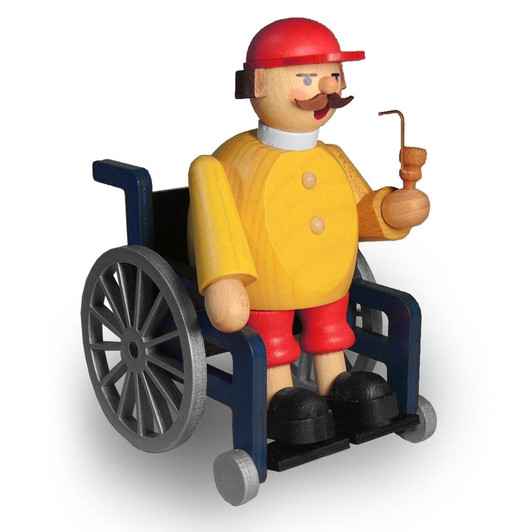 Man in Baseball Cap in Wheel Chair | 14cm tall – German Christmas smoker by Richard Glaesser
