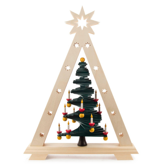 LED Wooden Candle Arch – Tiered Tree from Seiffen | 47cm Tall – Christmas light arch by Spielwarenmacher Gunther