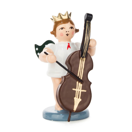 Angel with Crown and Contrabass – Christmas ornament by Kunstgewerbliche Drechslerei Ellmann