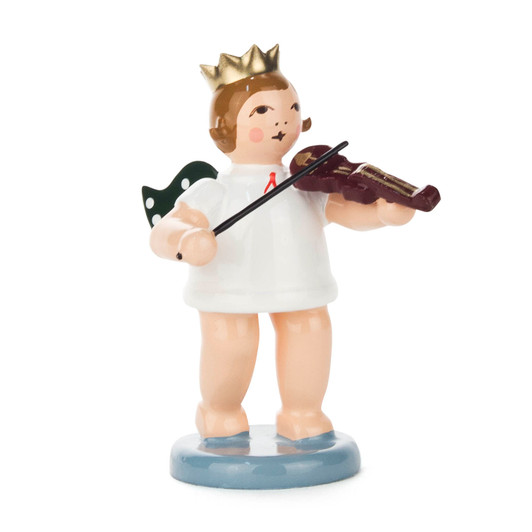 Angel with Crown and Violin – Christmas ornament by Kunstgewerbliche Drechslerei Ellmann