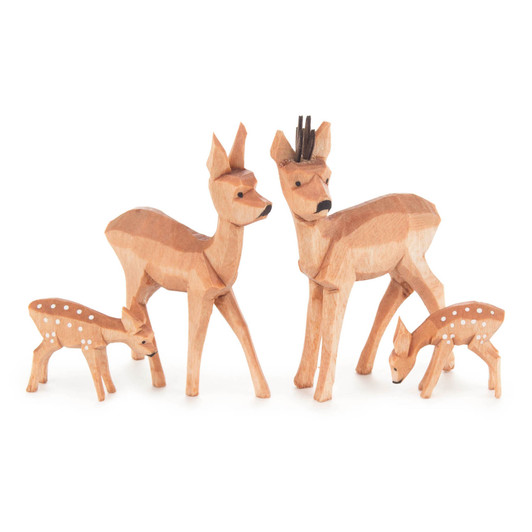 Four Carved Deer | 7cm – Christmas ornament by Baumanns Holzschnitzerei