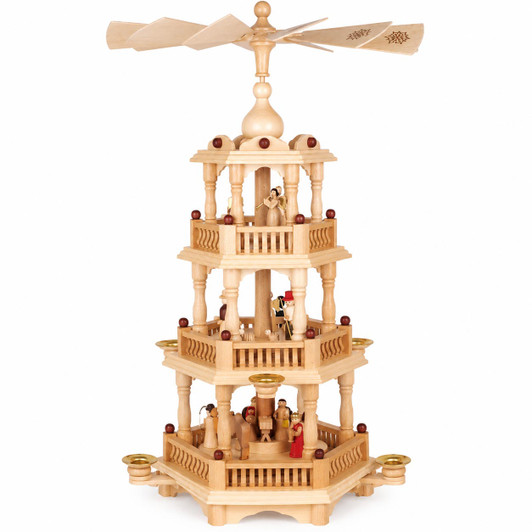 FRANZ KARL 3-Tier Nativity Christmas Pyramid with Baroque Railing