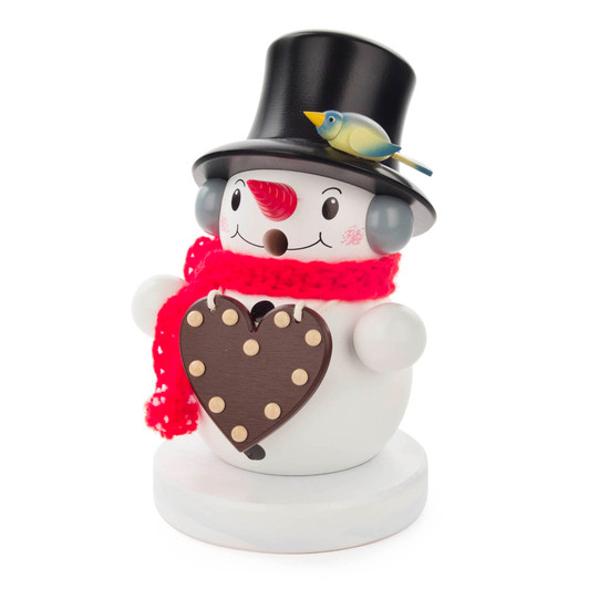 Snowman with a Gingerbread Heart Incense Smoker – German Christmas smoker by PeWo
