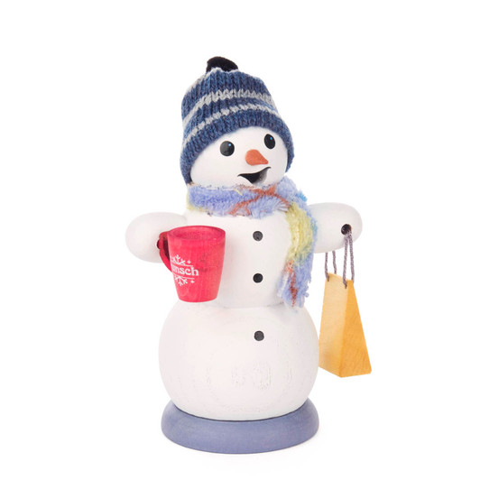 Snowman with Mug of Hot Wine Incense Smoker | 5.2 Inches Tall – German Christmas smoker by Kuhnert GmbH