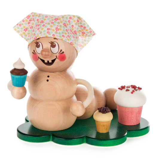 Pastry Chef Worm with Cupcakes Incense Smoker | 5 Inches Tall – German Christmas smoker by Kuhnert