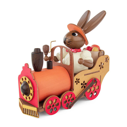Bunny In a Train German Incense Smoker – German Christmas smoker by Zeidler Holzkunst GmbH
