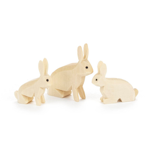 Hand Carved Rabbit Family - Set of 3 - 1 Inch Tall – Christmas ornament by Hans-Gunter Flath