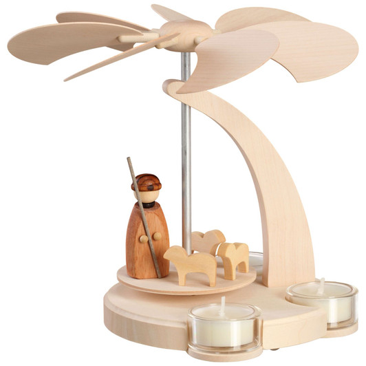 Small Shepherd Pyramid Modern Tealight Scene – Christmas pyramid by Seiffener Volkskunst eG