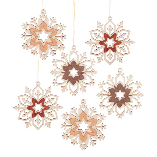 Set 6 Wooden Snowflakes German Christmas Ornaments – Christmas ornament by Kuhnert