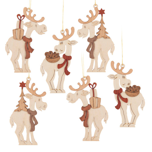 Wooden German Christmas Reindeer Ornaments - Set of 6 – Christmas ornament by Kuhnert