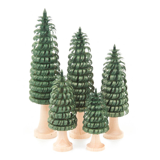 Green Wooden Shaved Tree on Natural Stump German Figurine – Christmas ornament by Bernd Zschorn