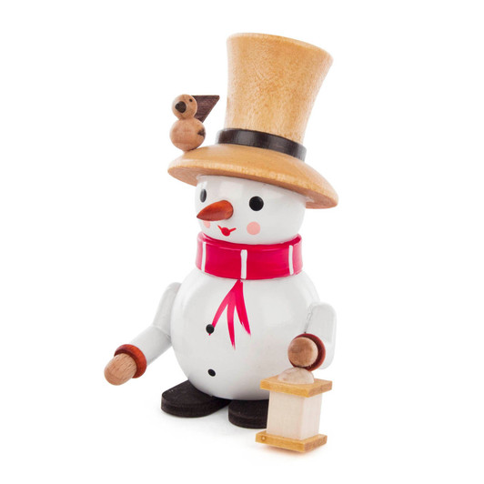 Snowman Birdie with Lantern Figurine - 3.35 Inches Tall – Christmas ornament by Schneemannwelt Lorenz