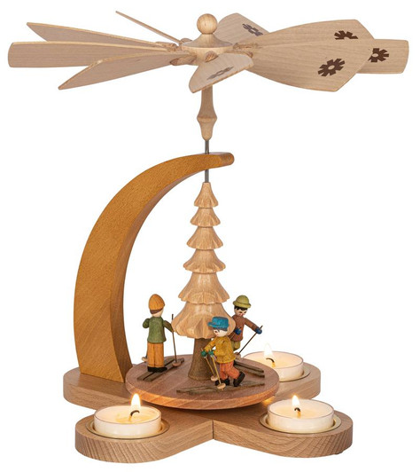1-tier Winter Children Tealight Pyramid | 10.6 Inches Tall – Christmas pyramid by Richard Glaesser