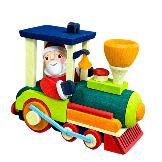 Santa in Train Wooden Ornament