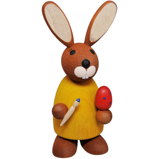 Richard Glässer Easter Rabbit with Egg & Paintbrush | Handcrafted German Wooden Easter Decoration | 18 cm