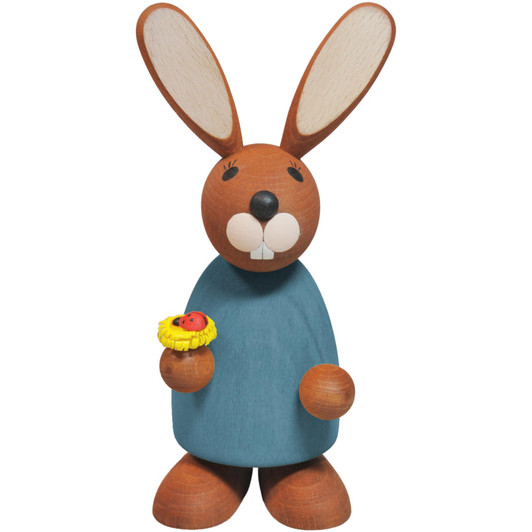 Richard Glässer Easter Rabbit with Flower | Handcrafted German Wooden Easter Decoration | 18 cm