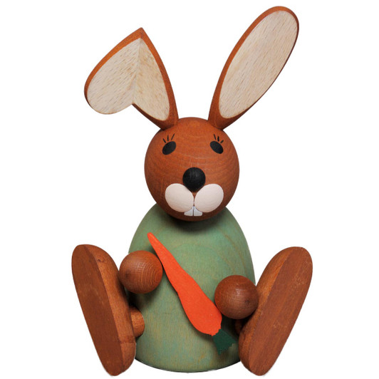 Richard Glässer Easter Rabbit with Carrot | Handcrafted German Wooden Easter Decoration | 16 cm