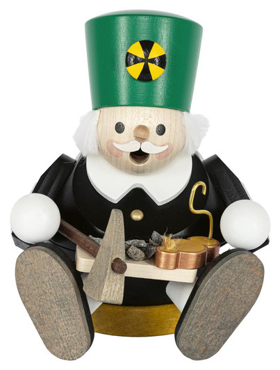 Richard Glässer Sitting Miner Incense Smoker | Handmade German Wooden Smoker from Seiffen | 14 cm