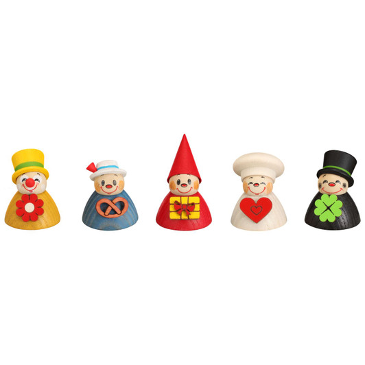 Mini Wooden Mixed Teeters Figures Set of Five | 4cm – Christmas ornament by Seiffener Volkskunst eG