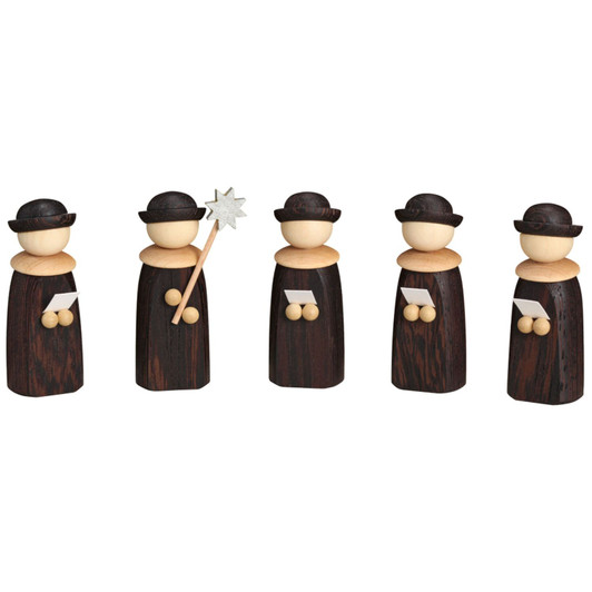 Mini Wooden Christmas Carolers Set of Five | 7cm