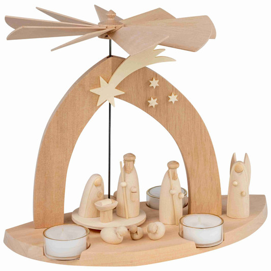Nativity and Shepherd German Pyramid | 9 Inches Tall