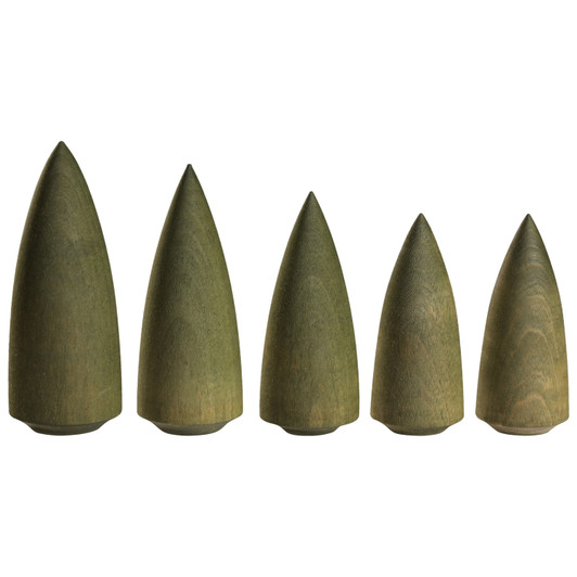 Mini Wooden Green Trees Set of Five